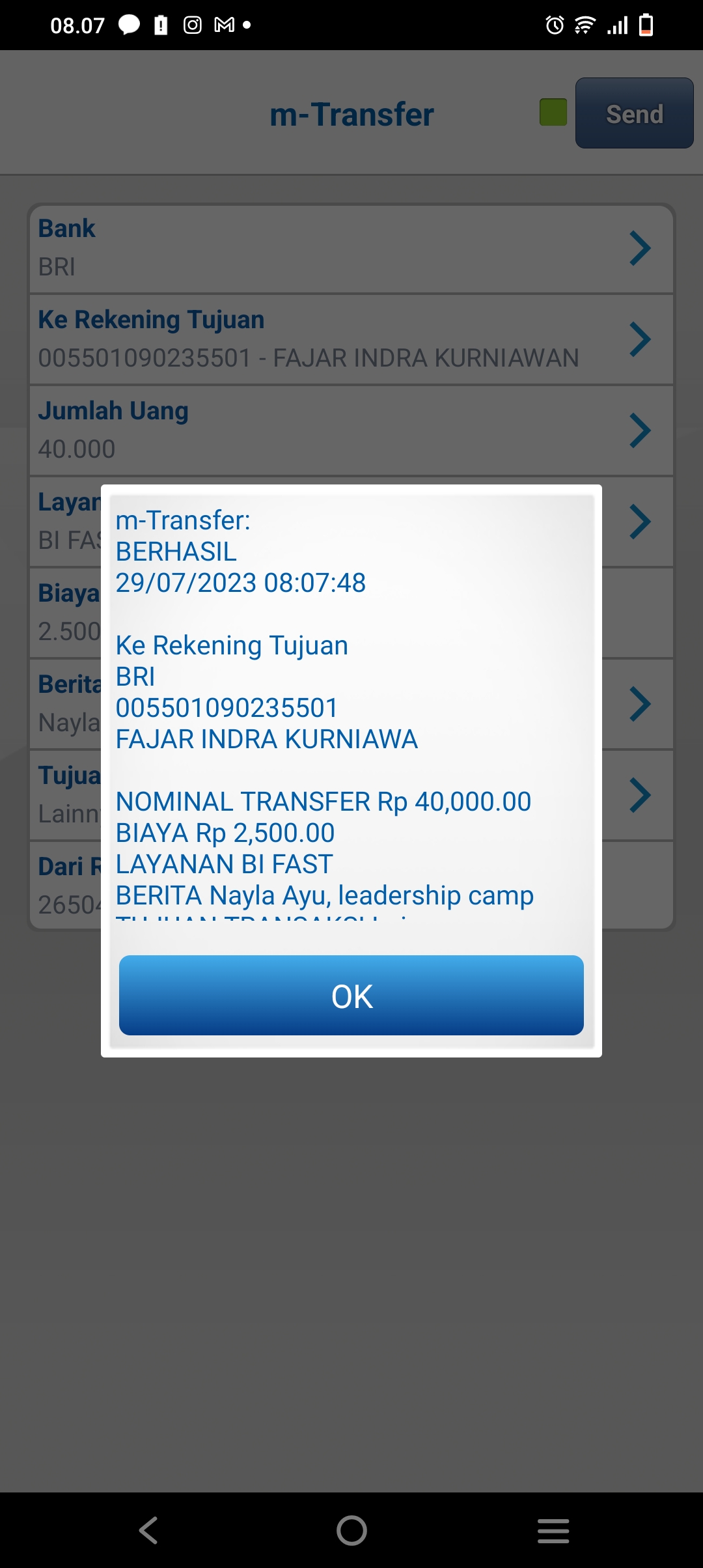 Unggah Bukti Tranfer
